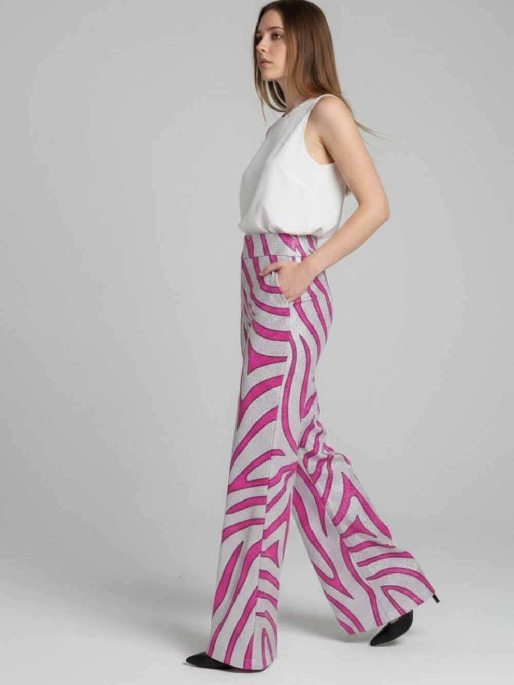 Hot Pink and White Sandrine Knit Pant – Preorder